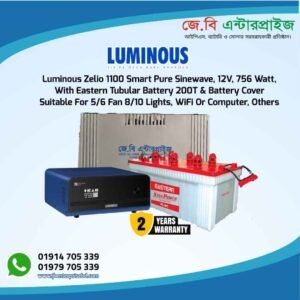 Luminous Ips Zelio 1100 Smart With Eastern Tubular Battery 200t Package For 5 fan 8 lights Or Others