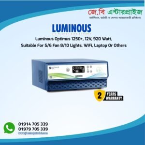“Luminous Optimus 1250 Pure Sine Wave Inverter 1250VA 12V with Digital Display for Home and Office UPS Backup”