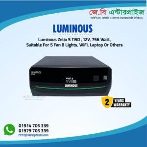 Luminous Zelio S 1150 IPS Inverter – 12V Pure Sine Wave Backup with LED Display in Black Finish
